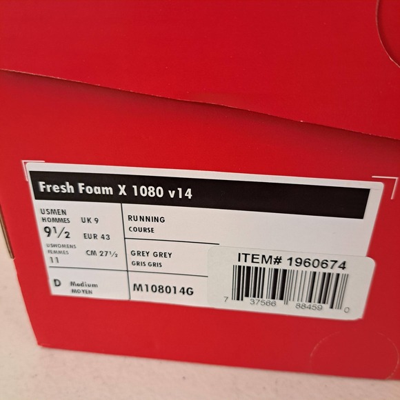New Balance Fresh Foam X 1080 v13 9.5 Grey Excellent Running Shoes 1167-2625-B30 main image 8
